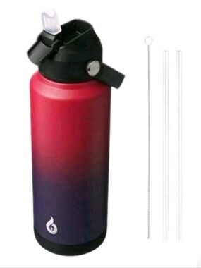 BJPKPK Water Bottle with Straw Lid, 32oZ Vacuum Insulated Water Bottle Thermos